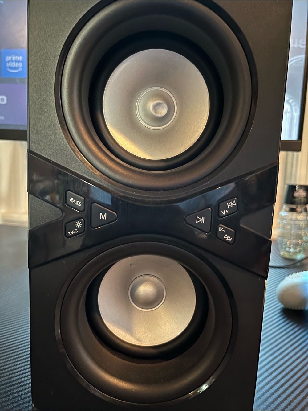 Black Portable Stereo Speaker with Bass Control - Unknown Brand